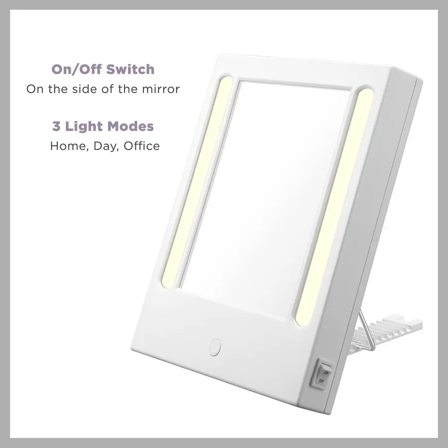 مرآة مكياج مضاءة، مرآة زينة LED، مرآة مكبرة 1X 5X، سلكية باللون الأبيض اللامع #1