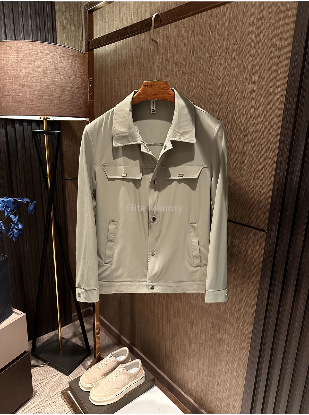 [Cold skin cool feeling, four-sided elastic] Summer men's high-quality lapel solid color skin clothing thin jacket sun protectio
