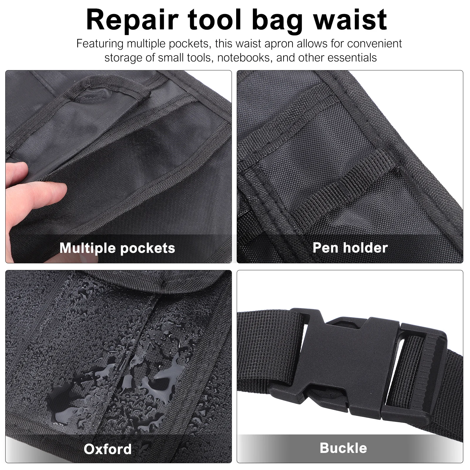 مريلة مطعم قابلة للتعديل، مريلة خصر متعددة الجيوب مع مشبك لملابس العمل لتنظيف النادل والبستاني