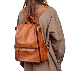 Damen-Mortaora-Leder-Rucksack, Vintage-Rucksäcke mit hoher Kapazität, Anti-Roub, Rindfleischleder, Luxus, für Reisen 10 Hauptverkaufskuh -Rucksack - №8