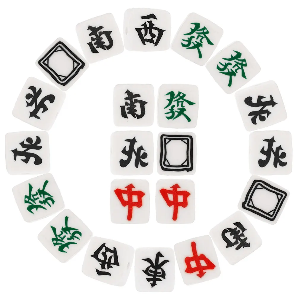 50pcs Mahjong Beads Flat Polymer Clay Chinese Tile Charms For Diy Bracelet Necklace Making Craft Kit Kids Jewelry Project