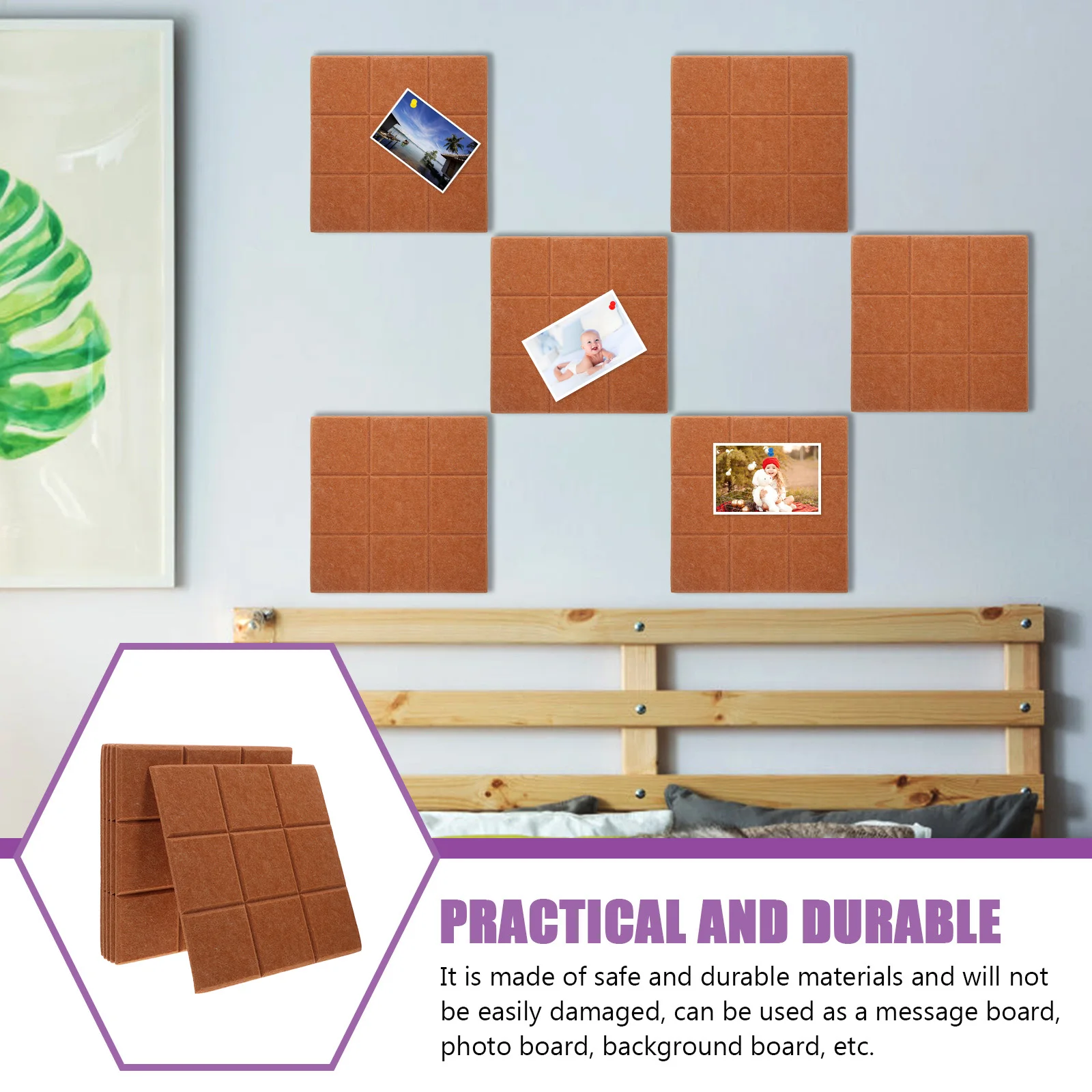 6 Pcs Bulletin Board Wall Sticker Felt for Classroom Tiles Ceramic Boards Photo Small