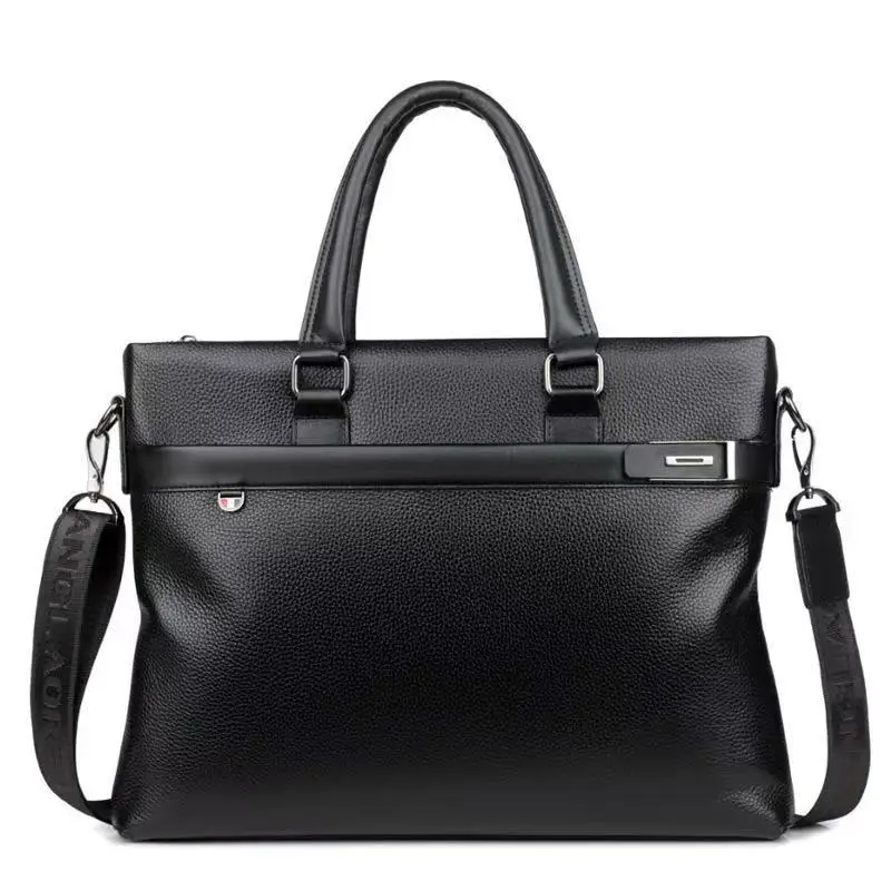 First cowhide Briefcase men's single-shoulder bag crossbody business travel genuine leather handbag trendy computer bag for men