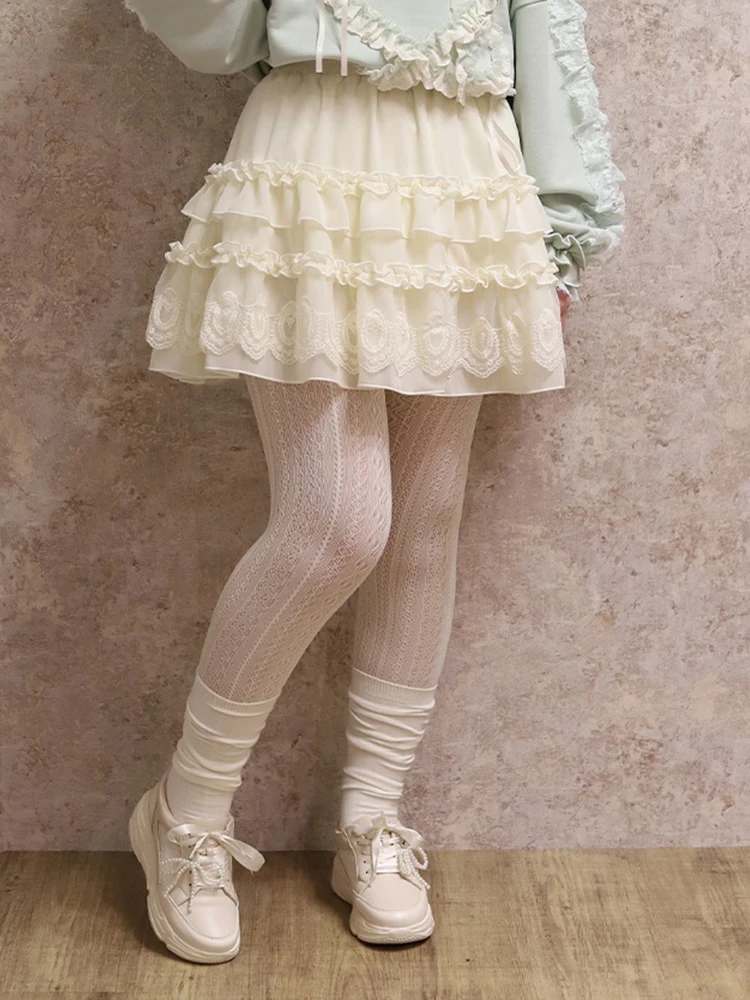 

Cute Sweet Girl's Lace Trim f Skirt with Skirt Pants Breathable Skin-Friendly Casual Sle Stand Fit Cake Skirt
