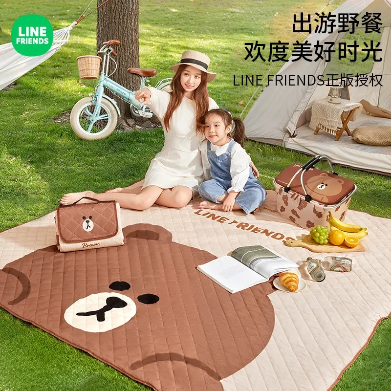 Line Friends Brown Moisture-proof Picnic Mat Thickened Cute Outdoor Camping Mat Music Festival Cushion Beach Portable Floor Mat