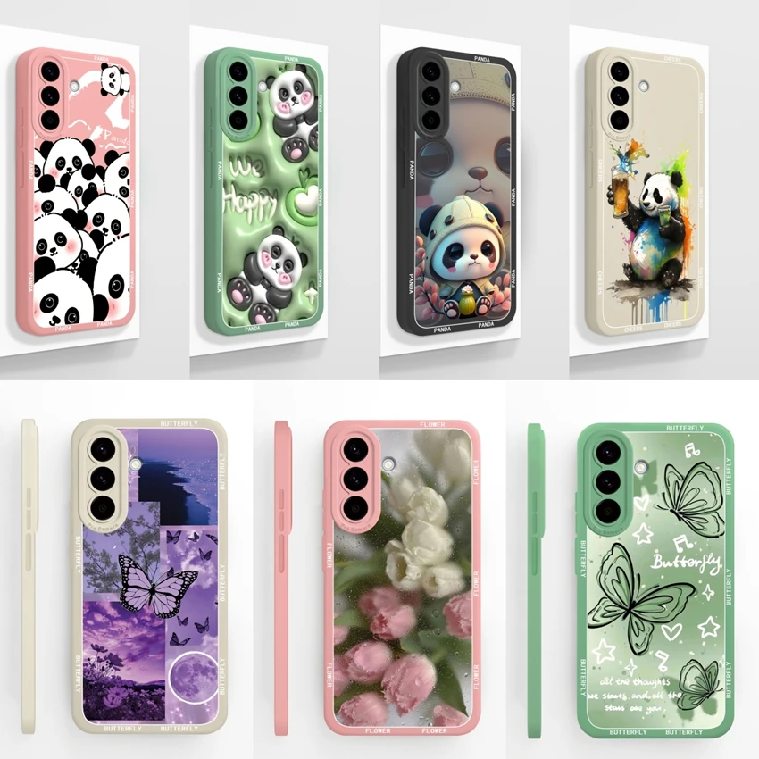 For Samsung A57 A27 A37 5G Phone Cover Cute Panda Cartoon Soft Liquid Silicone Advanced Case For GalaxyA57 A 37 Anti Drop Shell