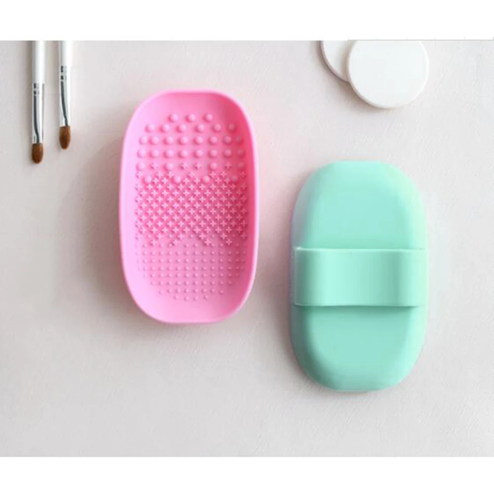 

1PC Makeup Brush Cleaning Plate Brush Washing Dish Handheld Cleaning Pad Scrub Board for Women Light Green