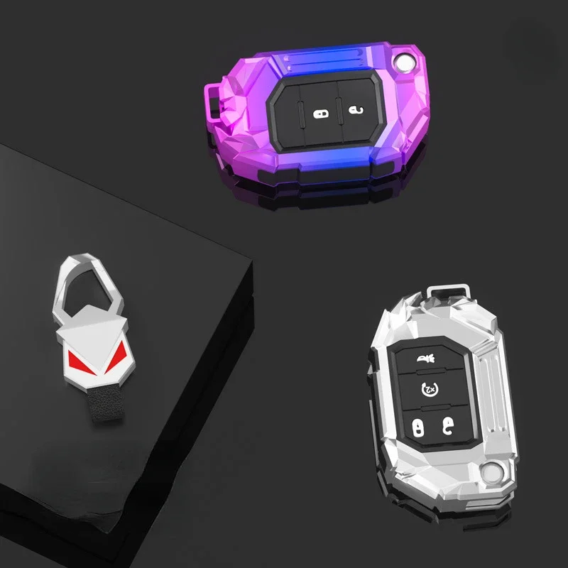 

Zinc Alloy Silver Car Key Case Keyless Cover Key Shell Car Accessories For Jeep Wrangler 2018