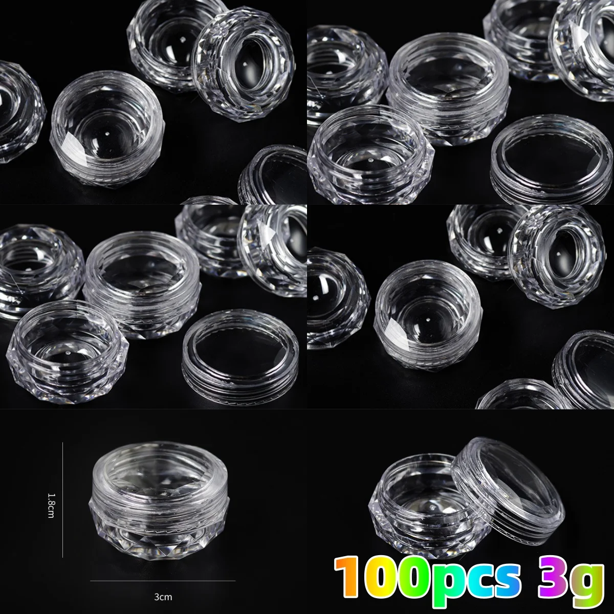 10/50/100pcs Mini Storage Box Transparent Square Plastic Case Powder Cream Lip Balm Jewelry Packaging Nail Diamonds Organization