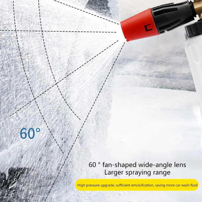 High Pressure Foam Spray Gun 1L Capacity 1/4 Quick Connect Adjustable Nozzle For Car Wash Cleaning Snow Cannon