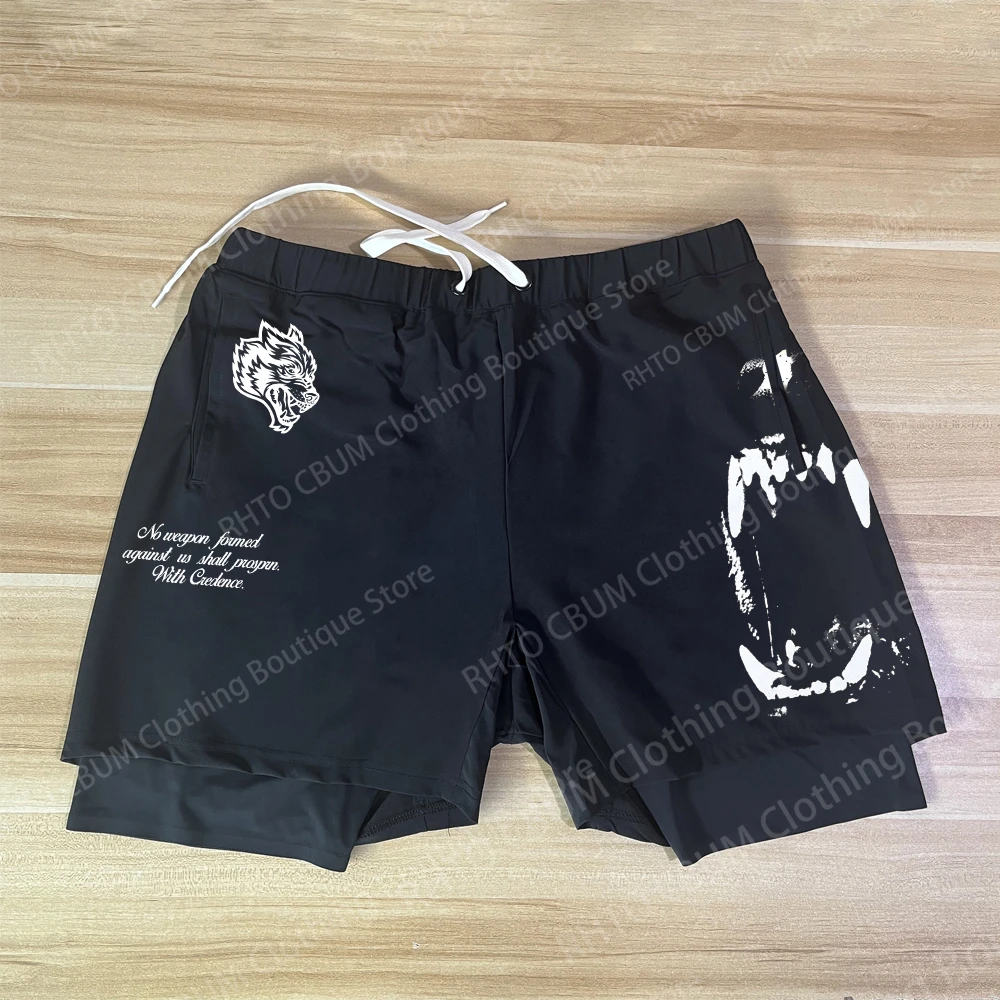 Darc Heren Shorts Mode Gym Heren Korte Ademende Heren Shorts Darcs Wolf Hardloopsportkleding Mannen Nep 2 Stuks Short