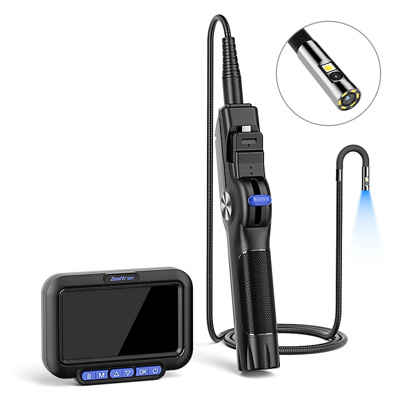 

2-Way 360° Steering Endoscope 6.2mm Dual Camera 1080P HD with 5'' IPS Split Design Hand-held Borescope for Inspection Car&Sewer