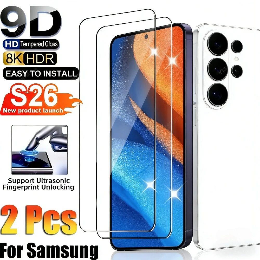 

2Pcs Ultra Clear Tempered Glass for Samsung Galaxy S26 S25 S24 Ultra S23 S22 S21 Plus S25 S26 Edge Anti-Scratch Screen Protector