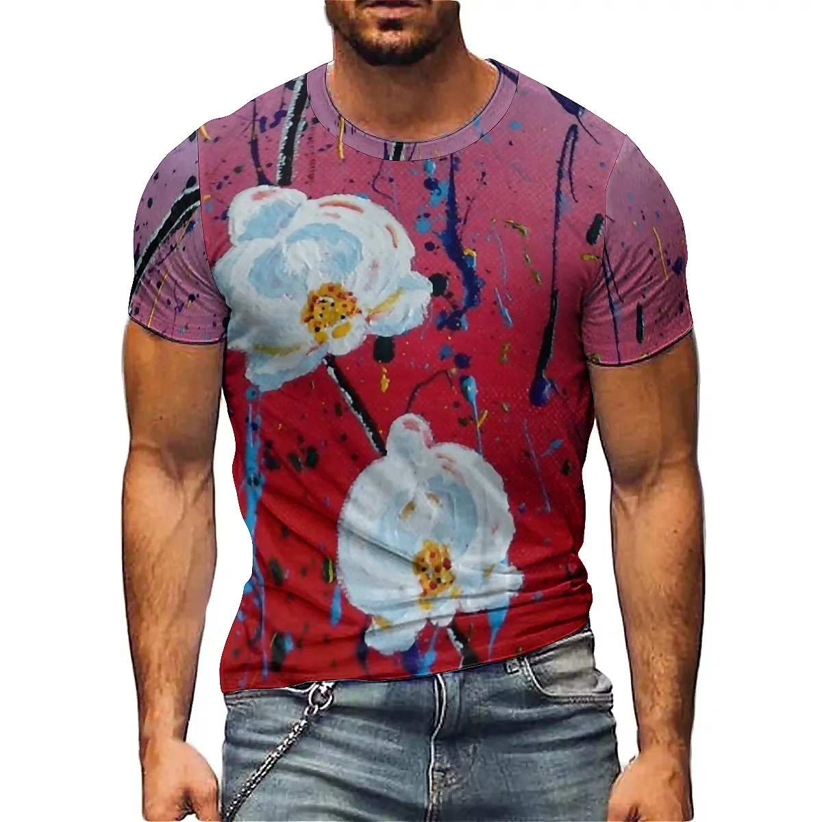 

Свободные летние мужские футболки с короткими рукавами и 3D-принтом тай-дай мягкие и удобные, легкие и дышащие.