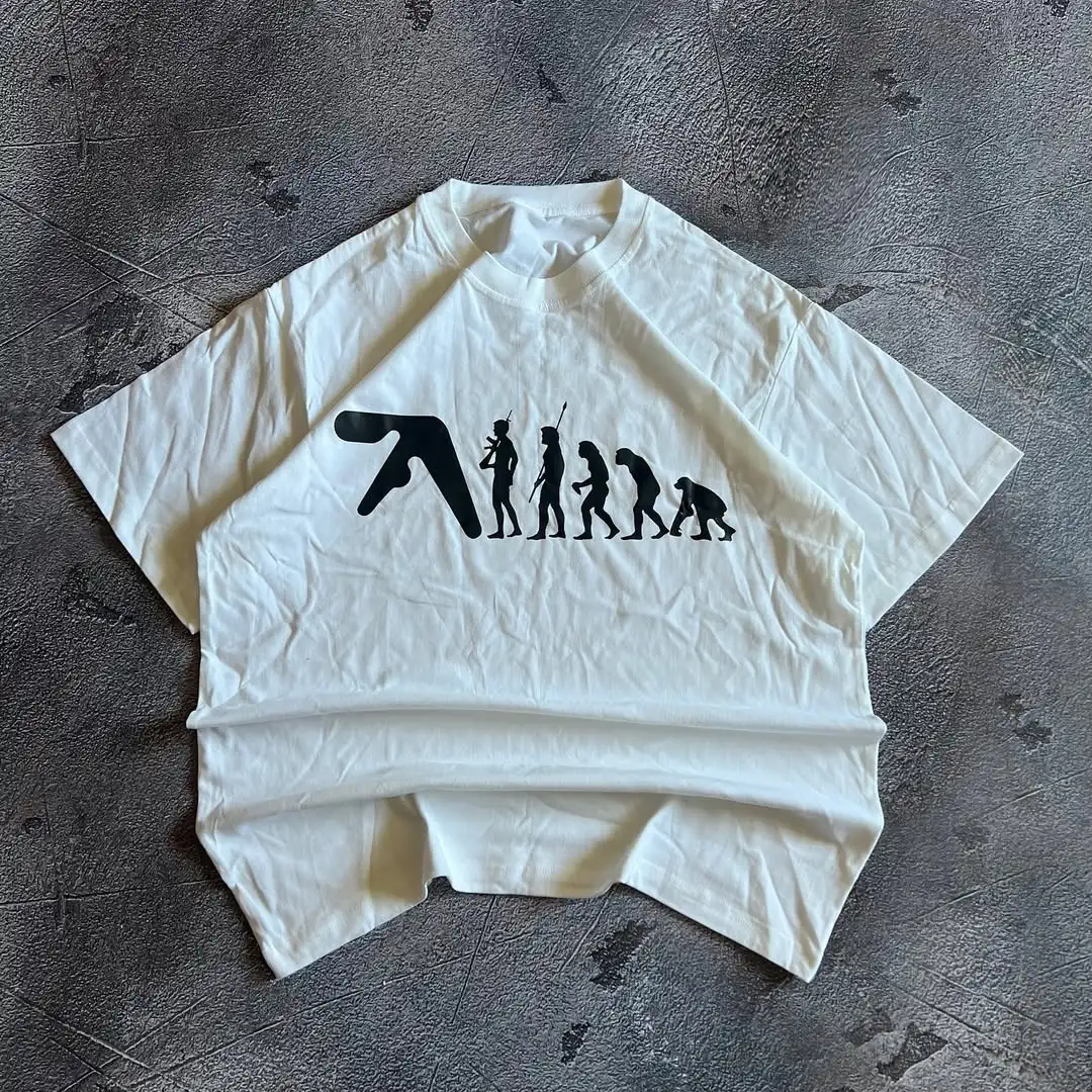 

Y2K American Human Evolution Printed T-shirt Vintage Round Neck T-shirt Men's and Women's Casual Gothic Short Sleeve Street Wear
