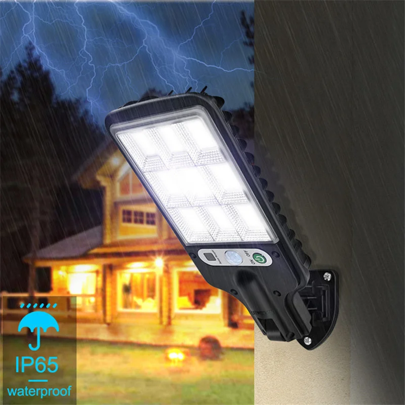 Solar Street Lights Outdoor Waterproof PIR Motion Sensor Flood Light Security Light Garage Road Yard Garden with Remote Control