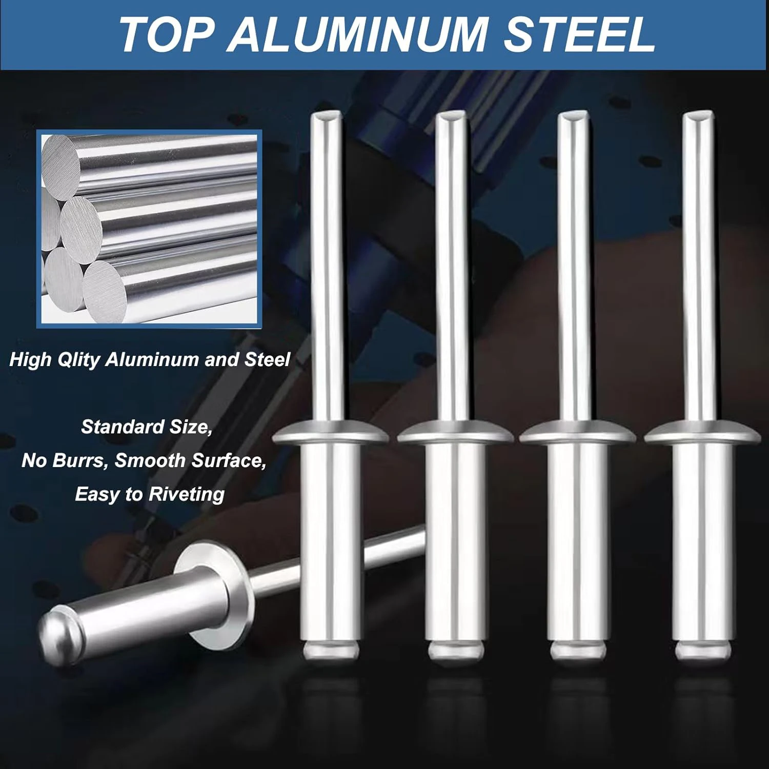 مجموعة متنوعة من مسامير البوب 120/ 200 قطعة، 14 مقاسًا من المسامير الألومنيوم العمياء (3/32 بوصة 1/8 بوصة 5/32 بوصة 3/16 بوصة) مسامير أعمى متنوعة #5