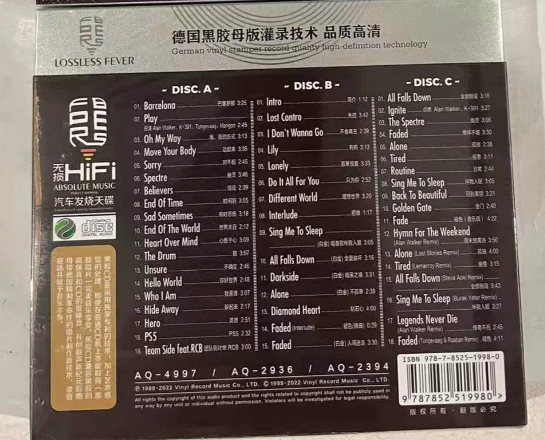 Classic DJ Alan Music CD Greatest Hits Album Faded 3pcs Music Record Walkman Car Original Soundtrack Cassette Party Music