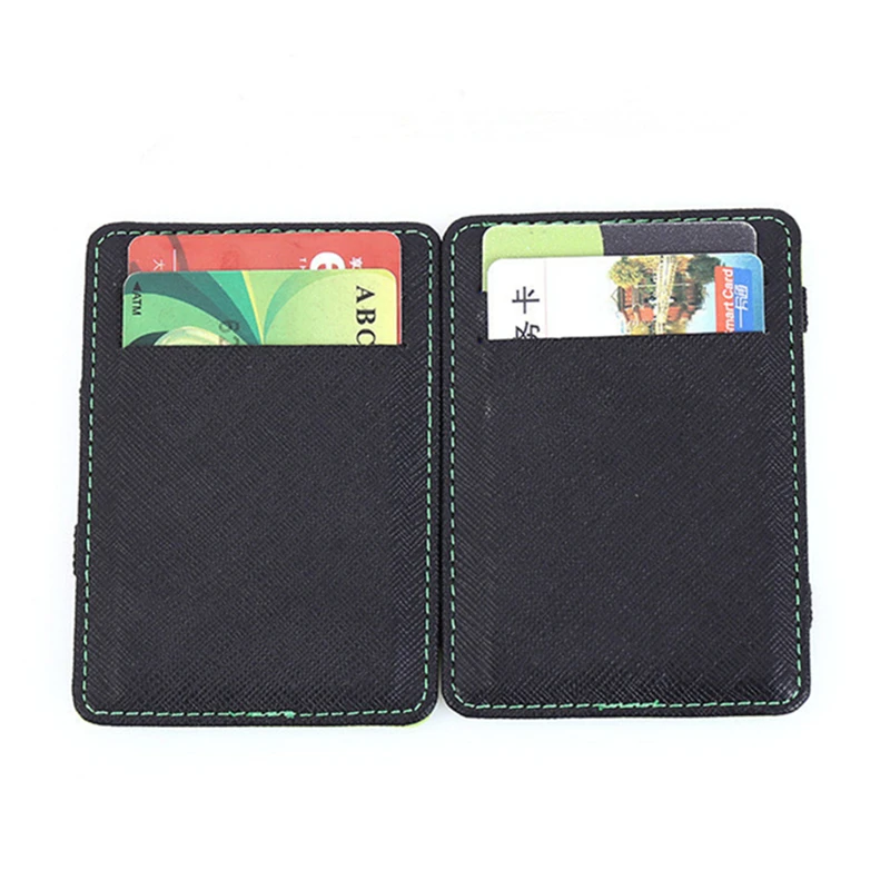 PU Leather Ultra Thin Magic Wallets for Women Men Mini Business Credit Card Holder Case Small Coin Purses Portable Clutch Bag