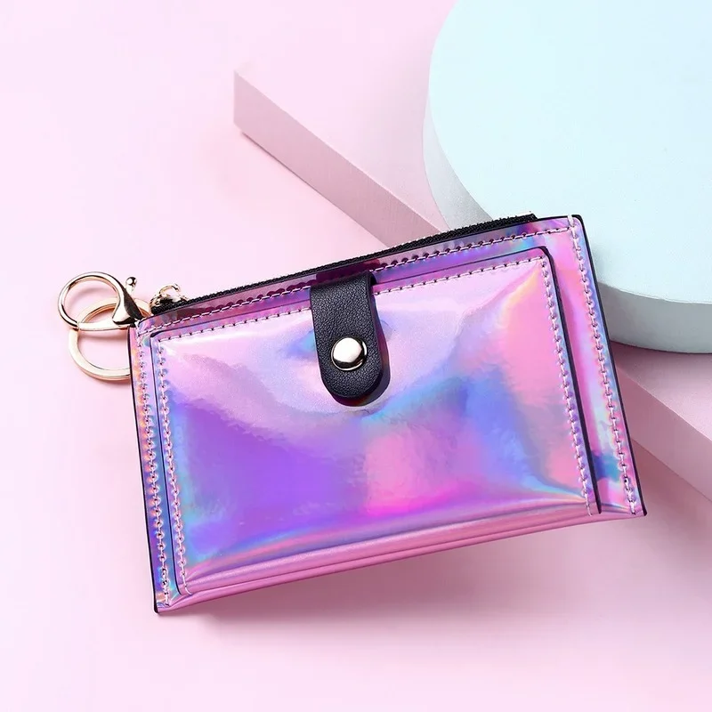 New Laser Holographic Wallet Women Small Purse Female Clutch Bag Women Wallets Purses Portfel Zip Phone Pocket Carteras