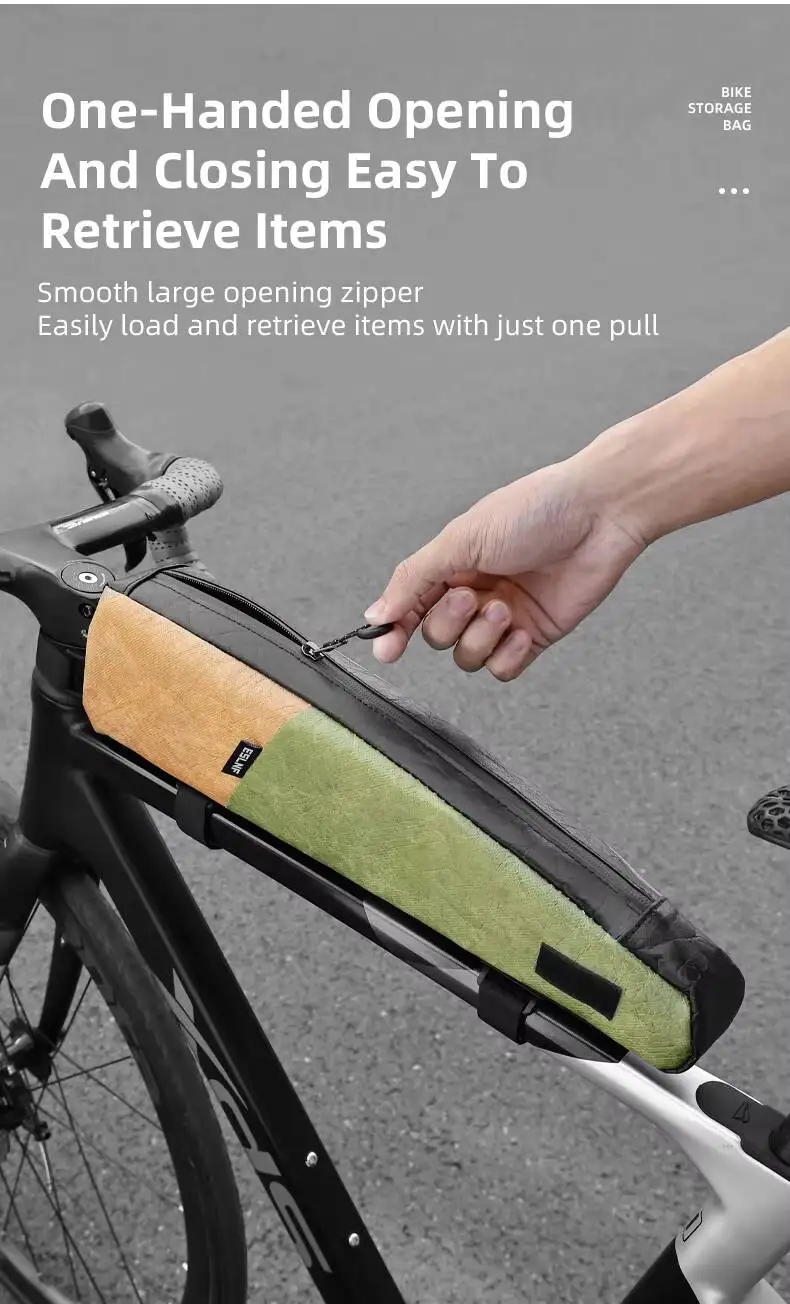 ESLNF Wasserdichte Fahrradtasche für Oberrohr, Beinfreundlich, Schlanker Stabiler Riemen, Passend für Mountainbikes und Rennräder, Leichtgewichtig, Langlebig – Detail 5