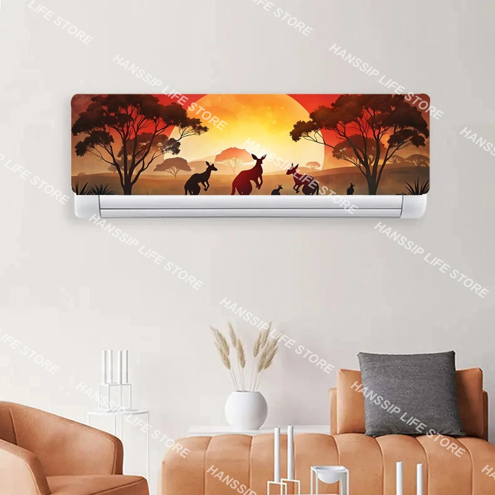 Watercolor Sunset Animals Mural Hanging Air Conditioner Sticker Animals and Ecology Mural Air Conditioning Wrapping Cover Decals