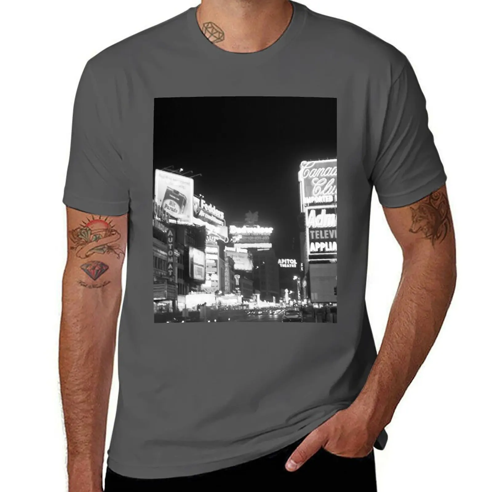Times Square New York - Camiseta vintage rara de los años 50, camiseta informal básica de corte regular