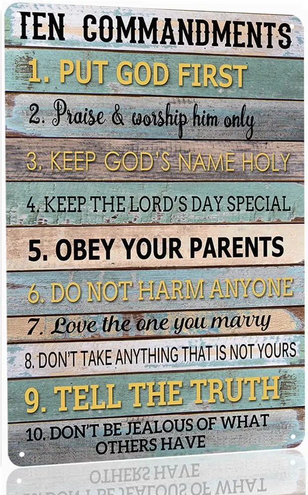 Ten Commandments Metal Tin Sign Decorative Sign