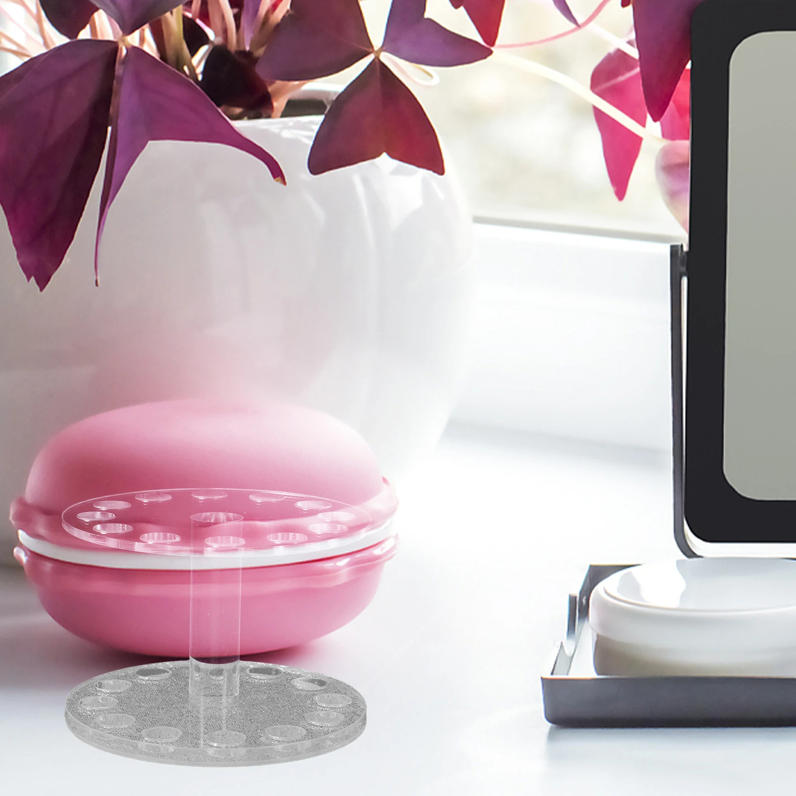 

1pc Crystal Heart Shaped Nail Art Pen Holder Portable Stand For Uv Gel Brush Nail Tools Organizer Silver Transparent