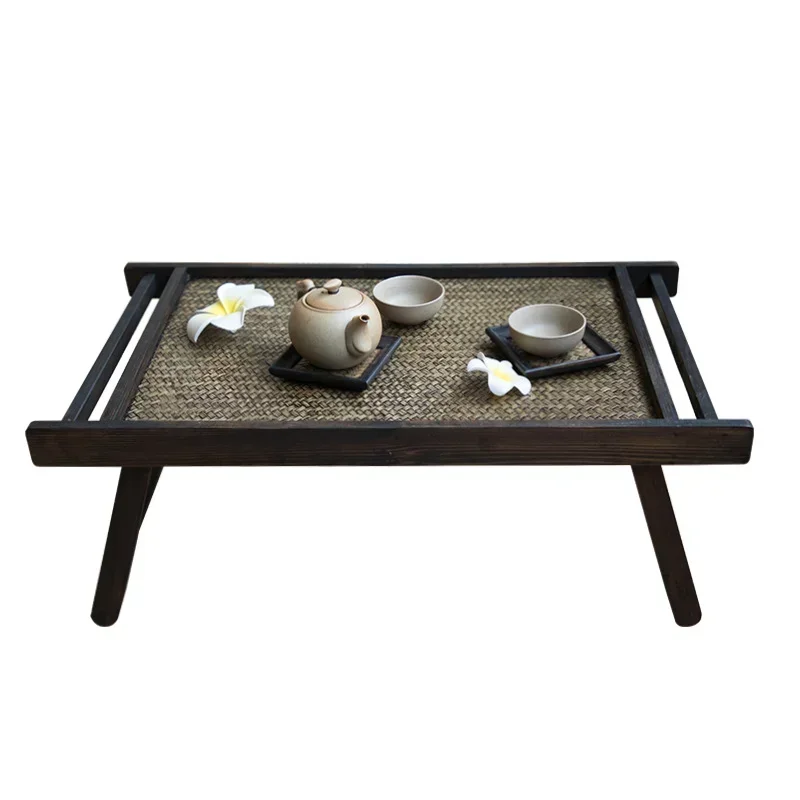 Japanese Type Household Folding Low Table Bay Window Small Table Tatami Rice Retro Ground  Solid Wood Tea Table