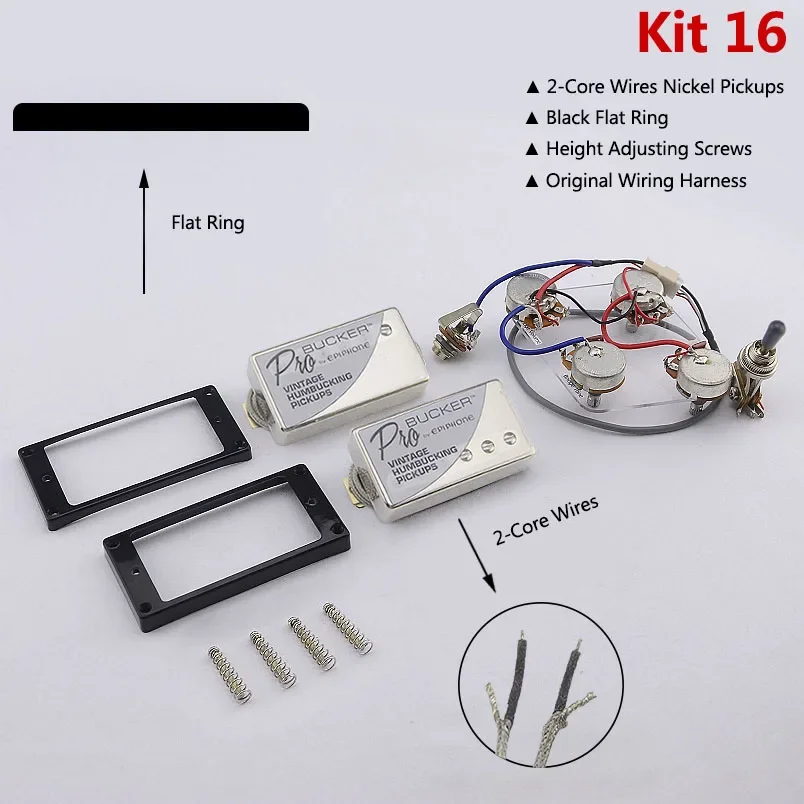 1 set originele echte Epi Standard PRO elektrische gitaar Alnico humbucker pick-up nikkel / gouden cover - afbeelding 1