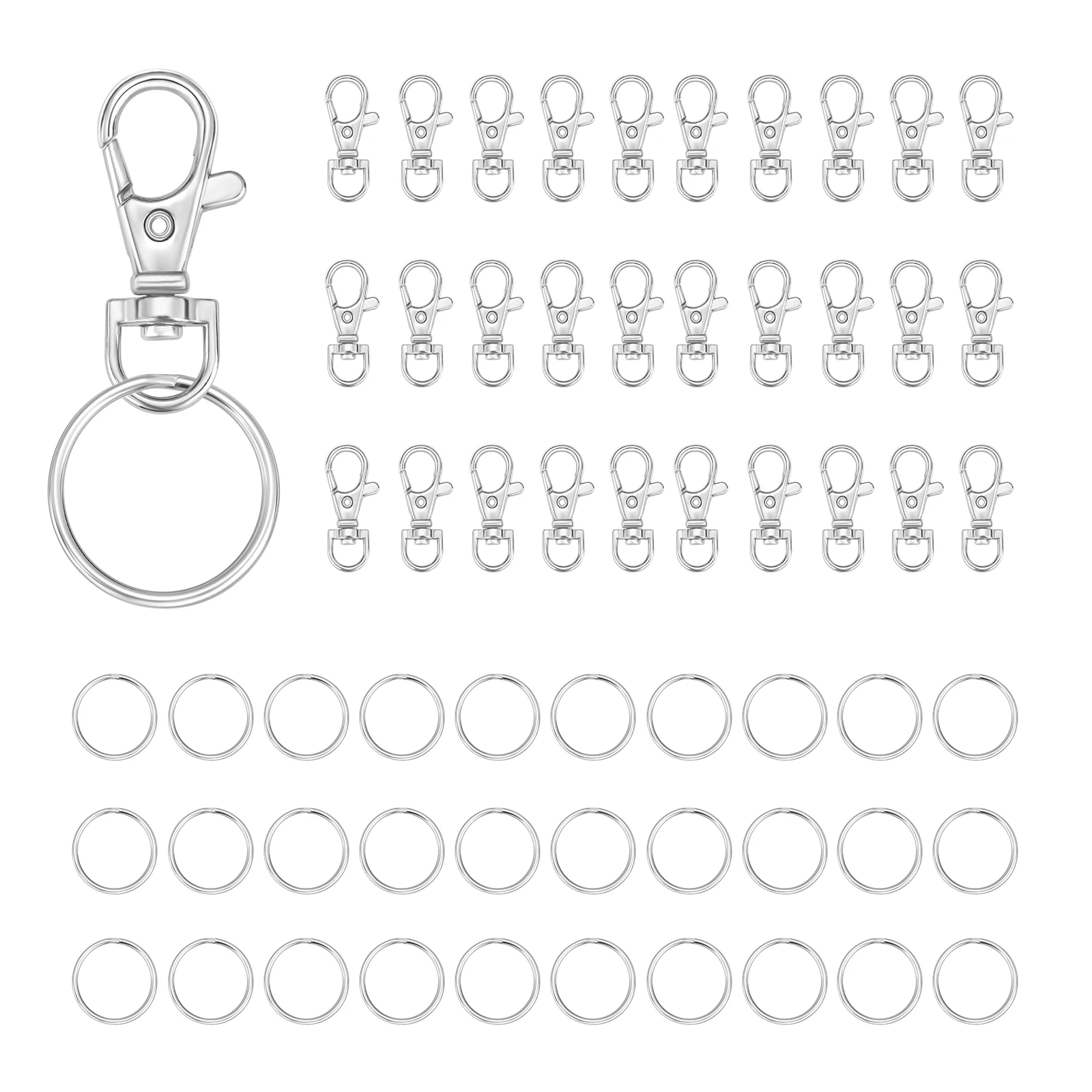 

Classic Keychain Lobster Buckle Lanyard Snap Hook Split Rings Connectors Findings Jewelry Backpack Strap Hook Making Supplies