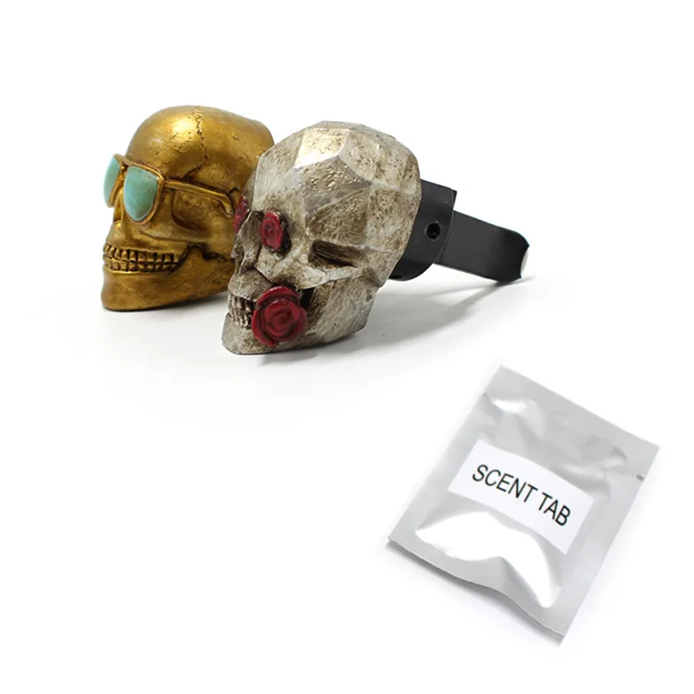 2 ‌ قطعة/المجموعة معطر هواء للسيارة على شكل جمجمة وردية من الراتنج - مشبك تنفيس قوطي مع وسادات رائحة