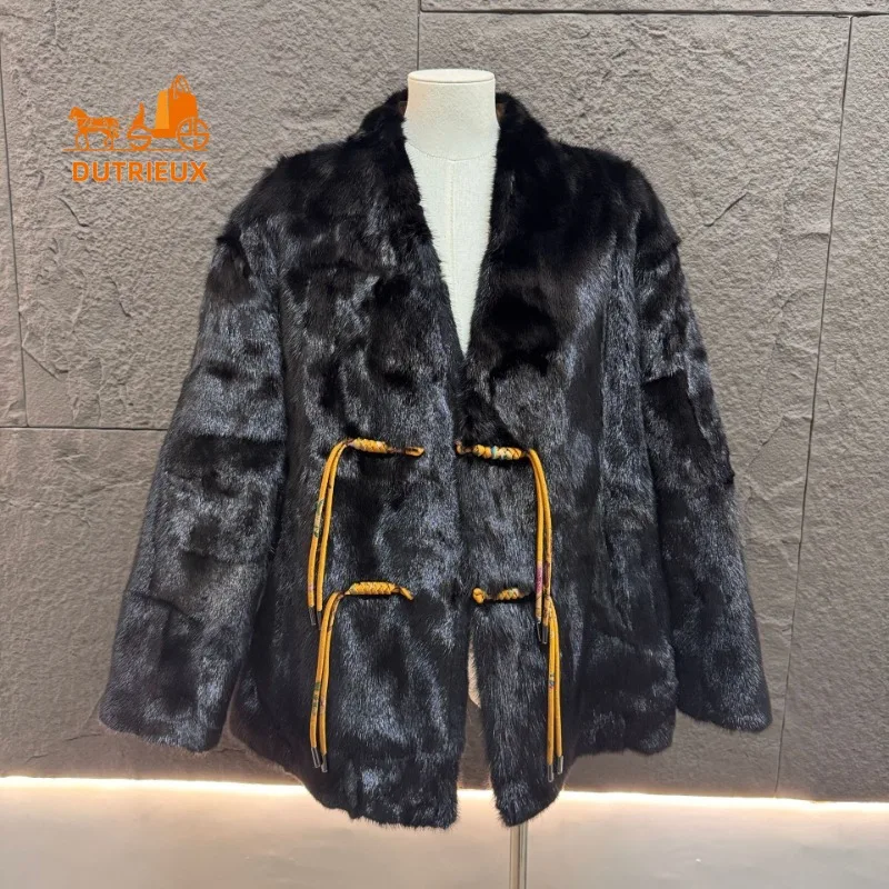 2025 New Winter New Temperament Double-sided Fur Real Mink Women's Jacket, 100% Mink, B Warm Fur Holiday Work Women's Jacket