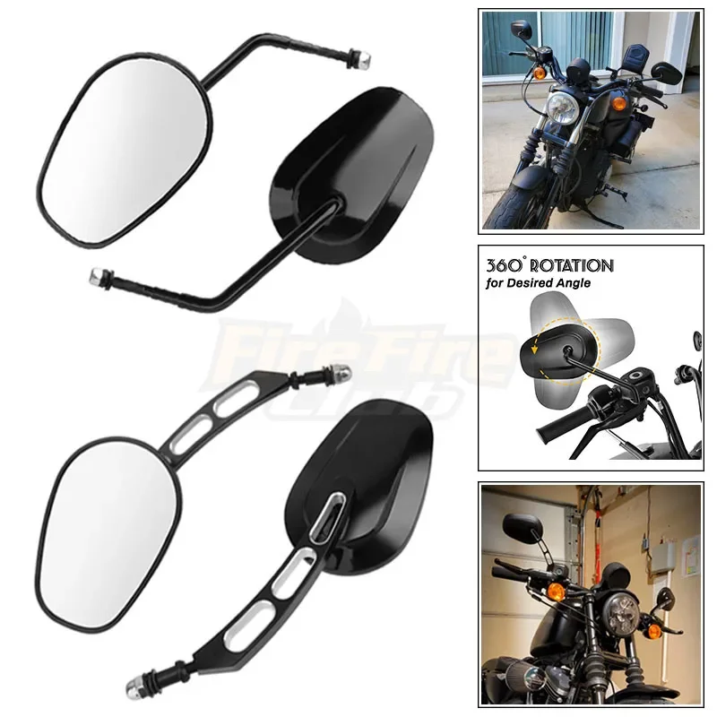 Motorcycle 8mm Rearview Mirror Black Side Mirrors For Harley Dyna Electra Glide Fatboy Iron 883 Road Glide Sportster 883 1200