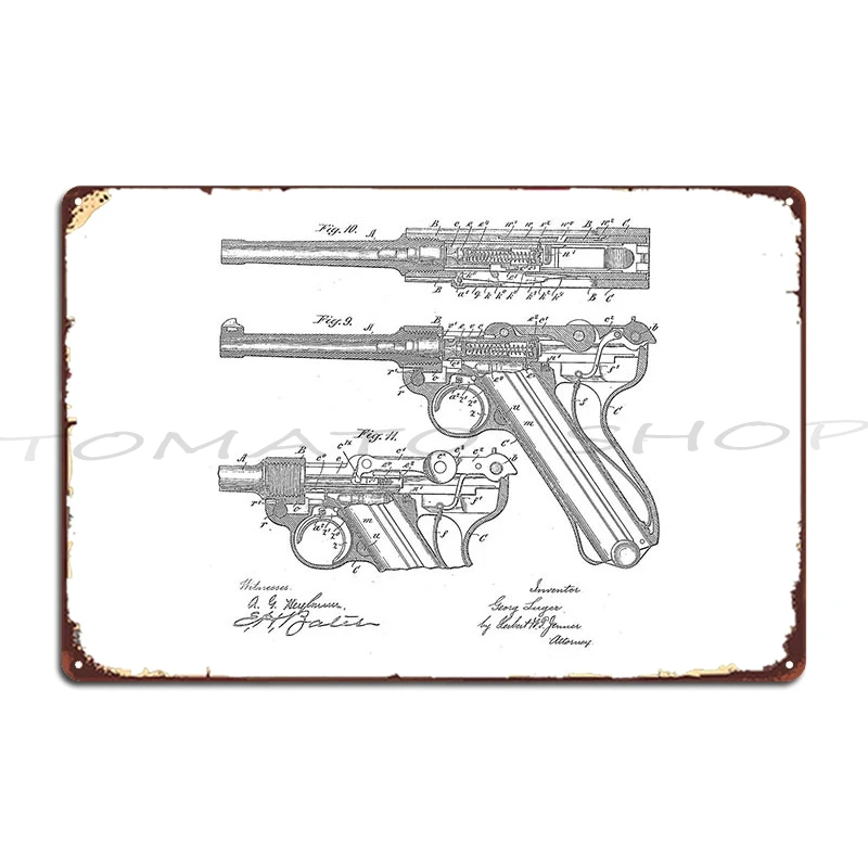 Vintage Rifle Blueprint Classic Rifle Revolver  Metal Plaque Poster Mural Cinema Pub Mural Create personalized  Tin Sign Poster