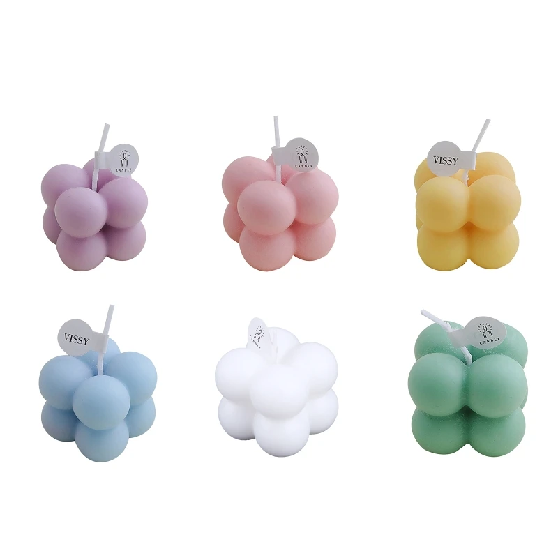 Small Scented Mini Cube Bubble Shaped Wax Candles for Home Bedroom Wedding Festival Party Decoration