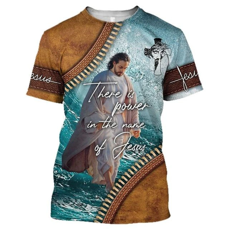 Fashion Jesus Graphics T Shirts Summer Trend Short Sleeve O Neck 3D Printed Christian T-shirts Casual Loose Streetwear Tees Tops