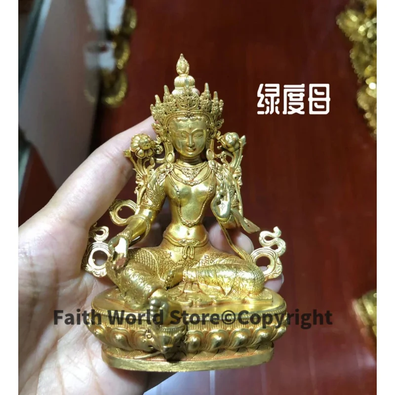 

Buddhism good gilding Buddha statue HOME family effective protection high grade Green Tara Guan yin Buddha statue Small size