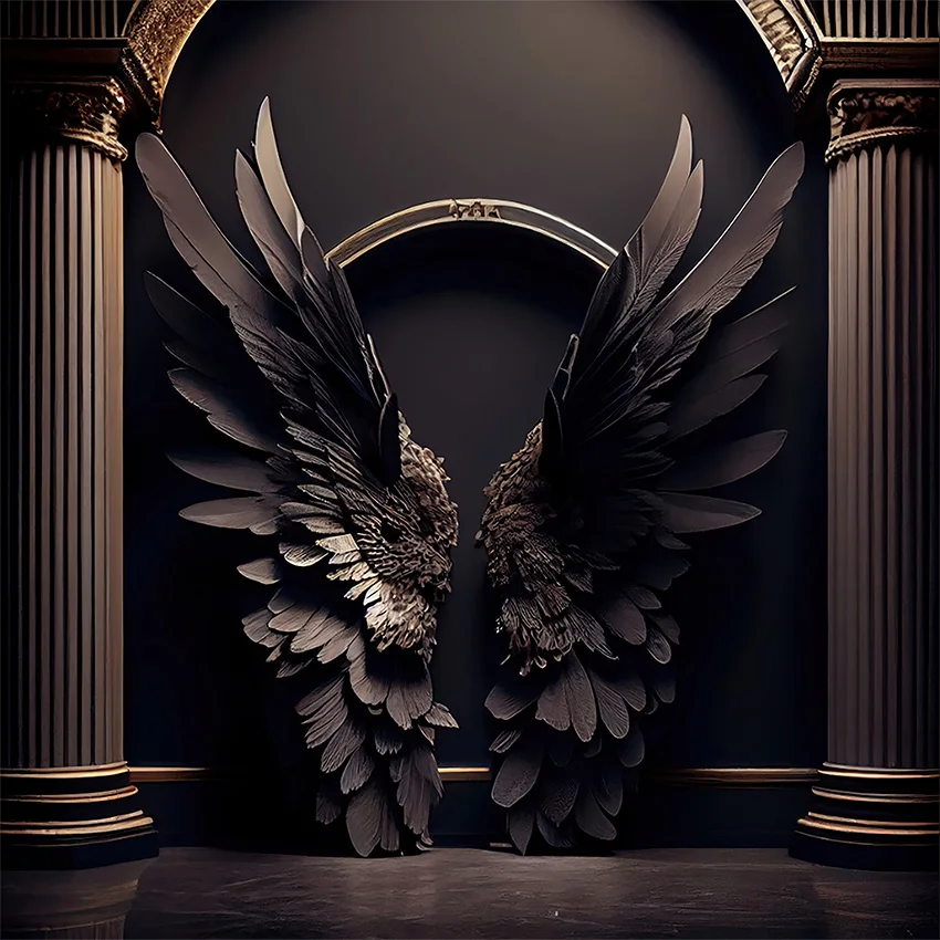 Mehofond Photography Background Retro Black Angel Wings Adult Birthday Wedding Maternity Portrait Decor Backdrop Photo Studio