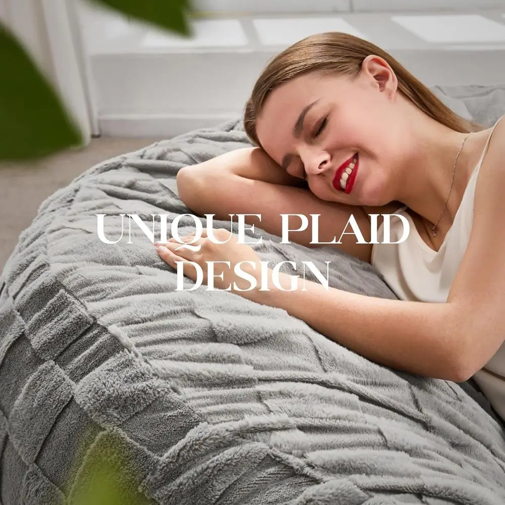 كرسي بين باج للكبار منقوش رقيق، 5 أقدام رمادي، غرفة المعيشة وغرفة النوم، 50x50x24 #4