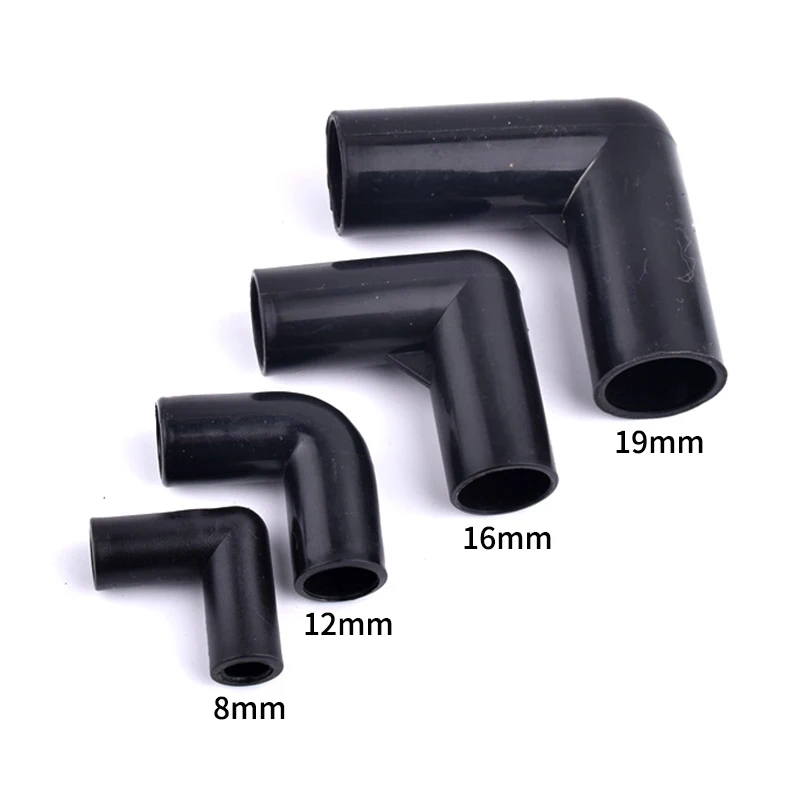 5Pcs Black Pipe Connector DIY Shelf Tent Fixed Connector Fittings I.D 8/12/16/19mm ABS Plastic Tee Four Way Elbow Straight Joint