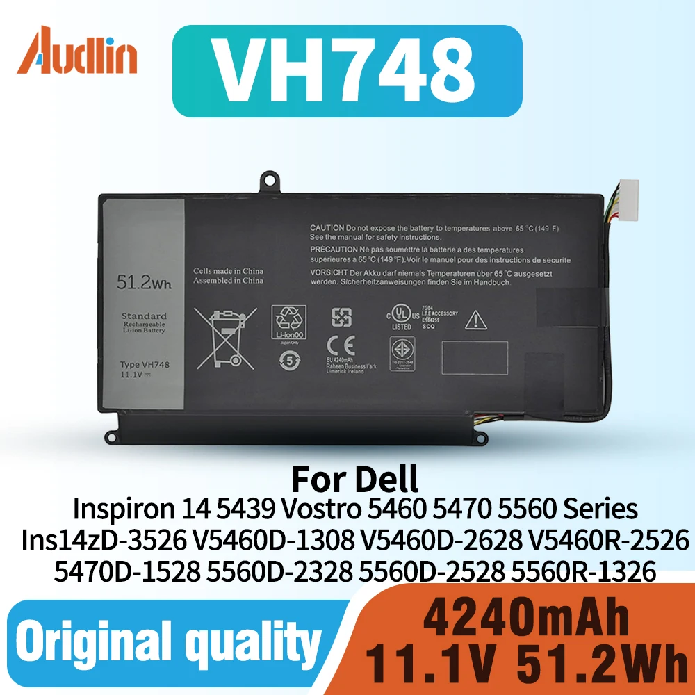 VH748 Laptop Battery for Dell Inspiron 14 5439 Vostro 5460 5470 5560 Series Ins14zD-3526 V5460D-1308 V5460D-2628 V5460R-2526