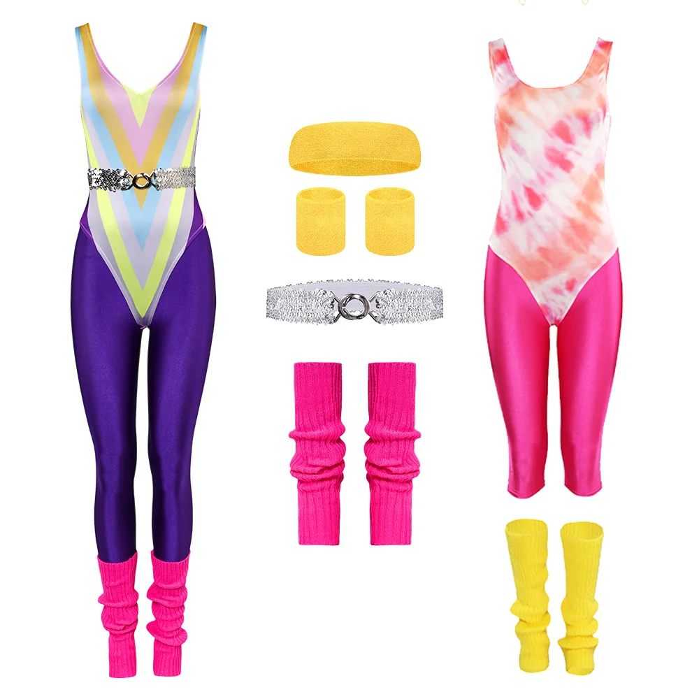 

Retro 80s Bestie Cosplay Printed Patchwork Jumpsuit Unisex Adult Costume Female Male Halloween Carnival Birthday Theme Outfits