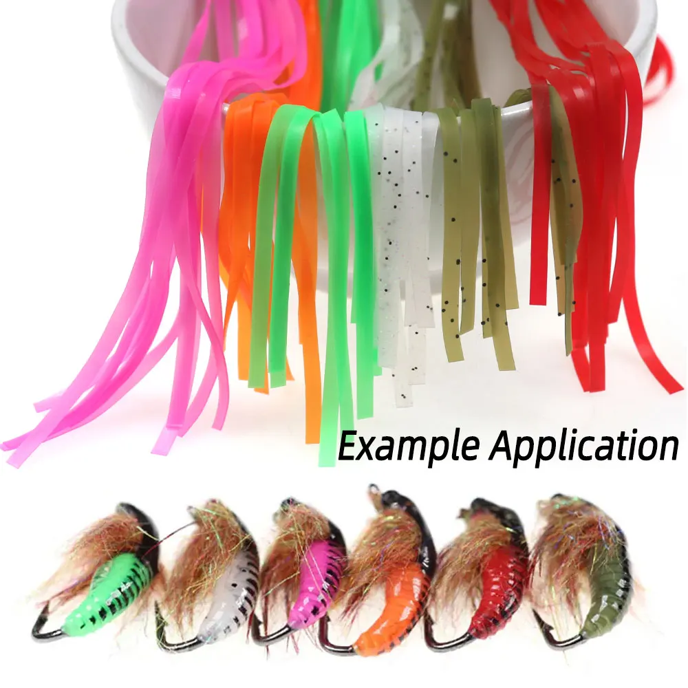 Bimoo 10pcs 3mm Wide Realistic Nymph Skin Elastic Scud Back/Nymph Stretch Sink Fly Tying Bait Body Materials Multi-Color