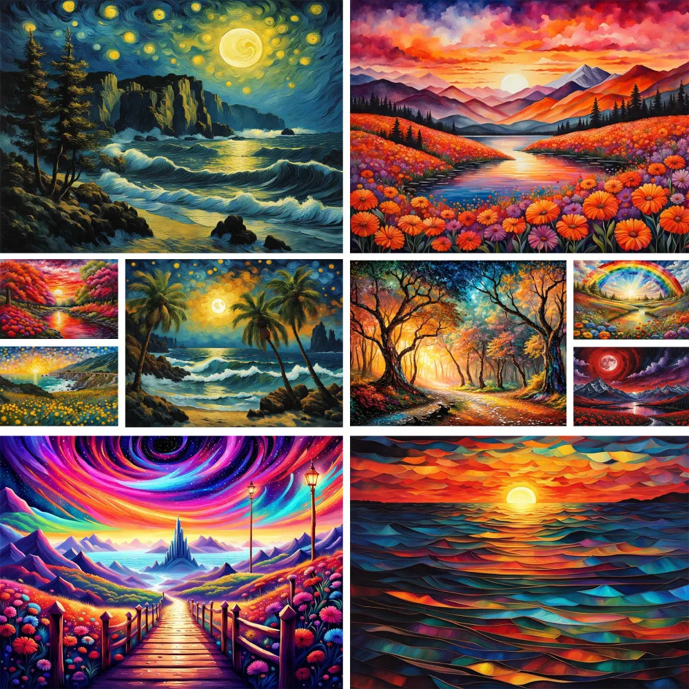 Paisagem país das maravilhas pintura por número 20x30 adesivos e cartazes personalizados kit de artesanato para adultos decoração de casa presente da mãe quente