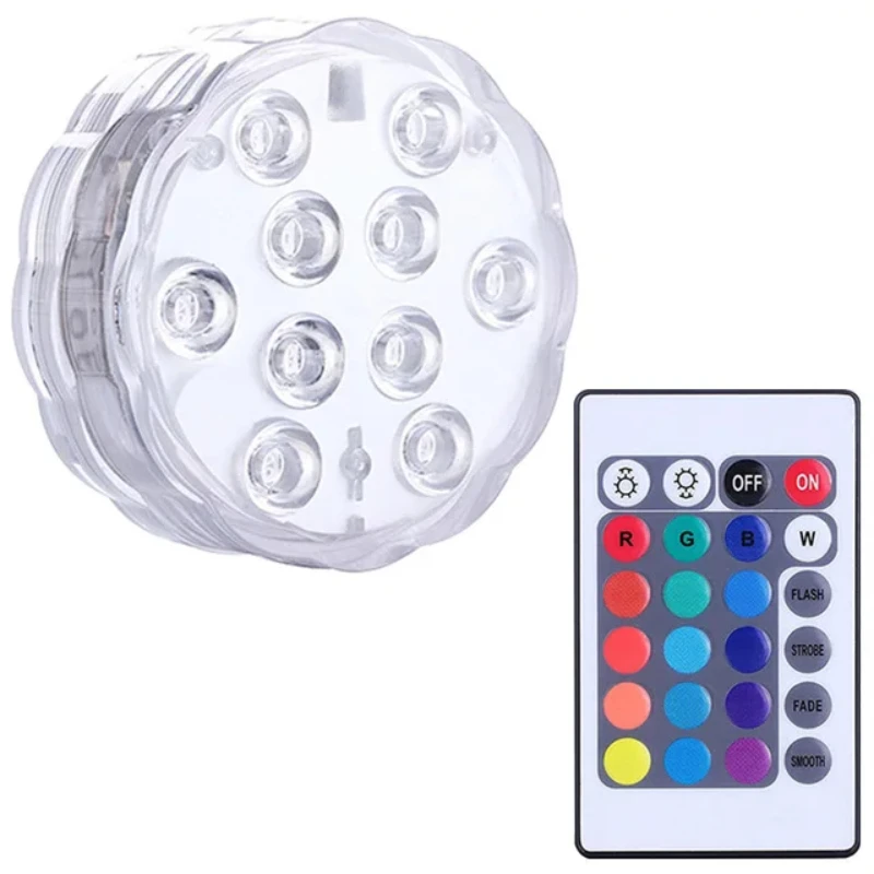 10 المصابيح RGB Led أضواء غاطسة تحت الماء ليلة مصباح حديقة أضواء حمام السباحة لحفل الزفاف زهرية القوس