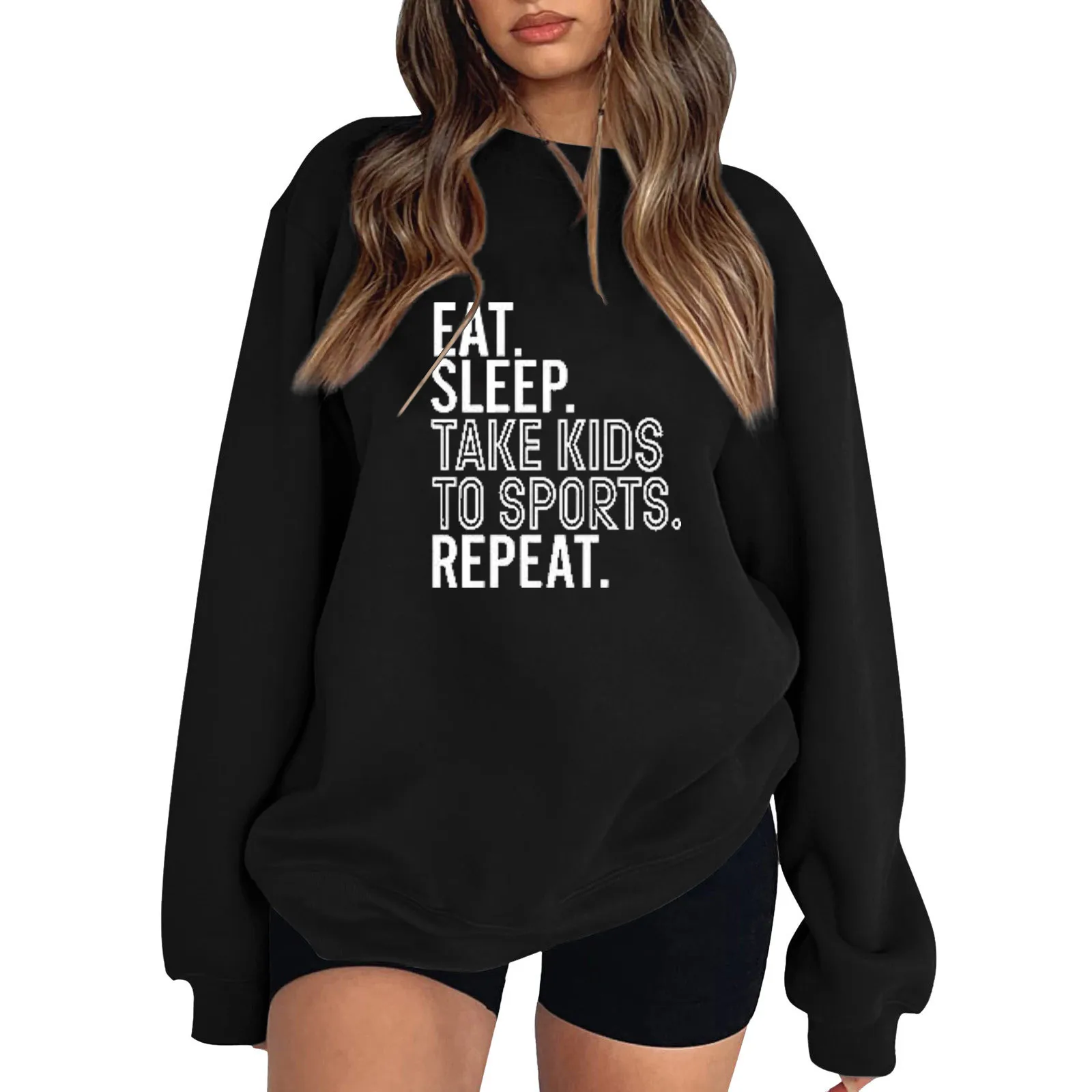

Women's Sweatshirt Casual Comfortable 2024 Autumn Winter Fashion Hoodie Round Neck Long Sleeve Pocket Letter Print Long Hoodie