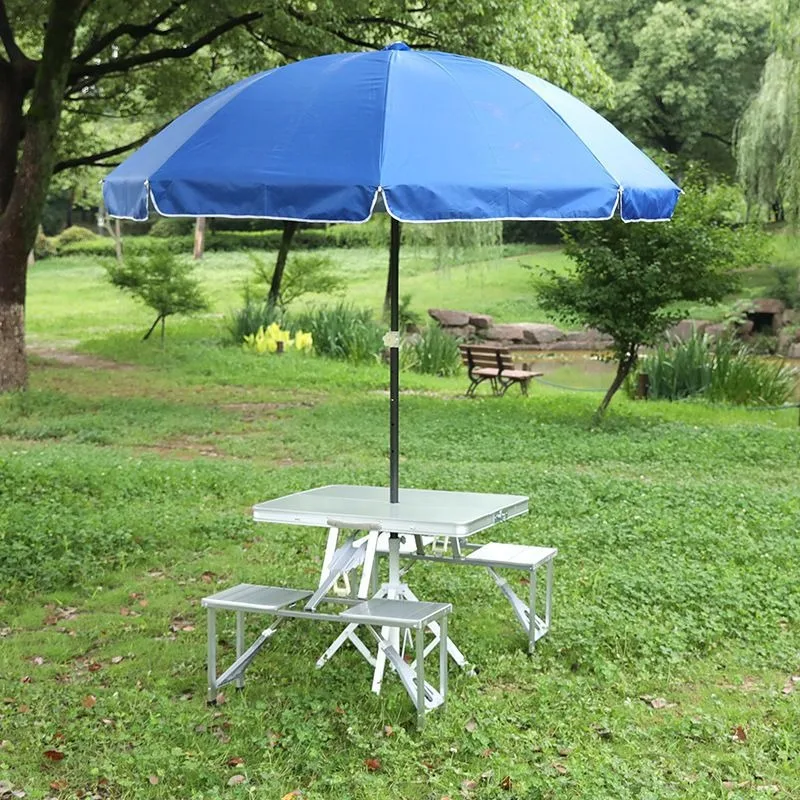 Outdoor folding integrated portable tables and chairs, aluminum alloy folding tables, outdoor publicity picnic ground table