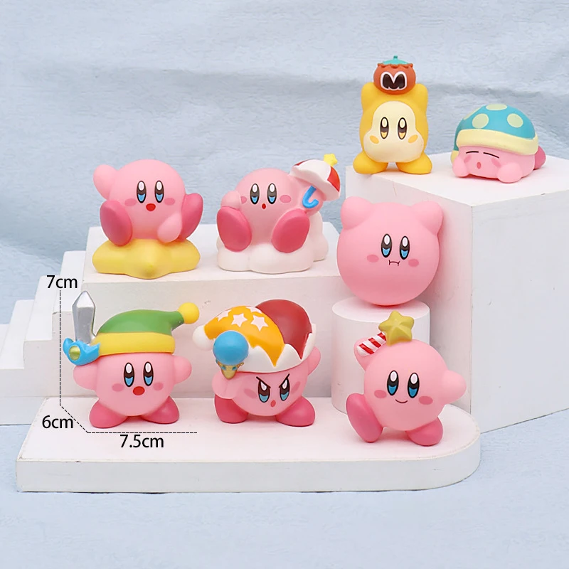 1Pcs Kirby Mini Anime Figure Model Elf Mirror Maze Game Cartoon Kirby Doll Model Ornaments Action Figures Q Version Pvc Mode Toy